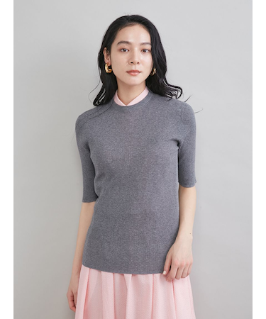 ＵＶケア半袖シアーリブニット