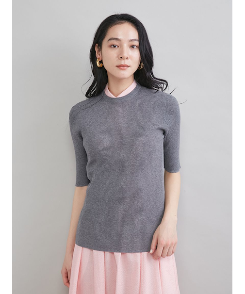 ＵＶケア半袖シアーリブニット