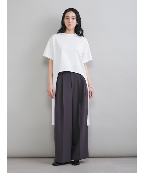 ベイジ BEIGE カットソー スリットネック ステッチ テールカット 茶 2 セール】 【BEIGE、ecru/WEB限定・洗える】FINE DRY TOUCH / ねじり