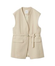 共ベルト付きオーバーサイズノーカラーベスト