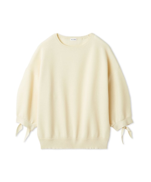 【ウォッシャブル】ドライタッチ袖リボンニットプルオーバー