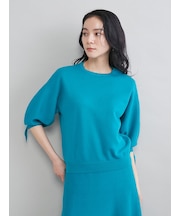 【ウォッシャブル】ドライタッチ袖リボンニットプルオーバー