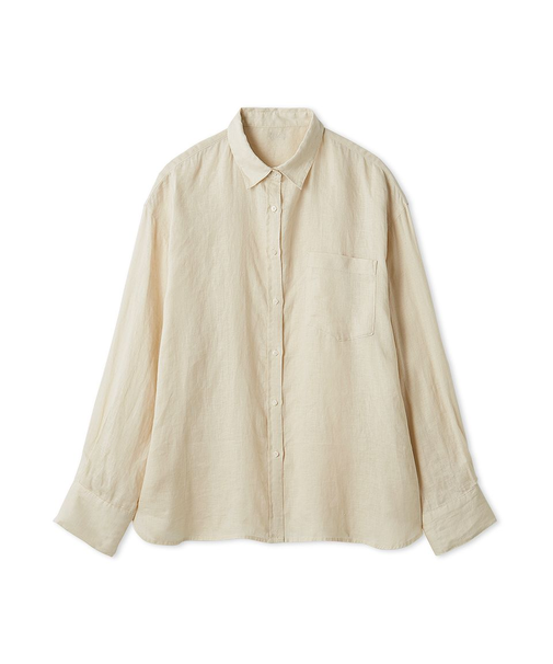 ポケット付きフレンチリネンシャツ