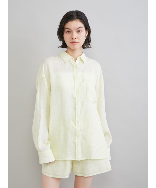 ポケット付きフレンチリネンシャツ