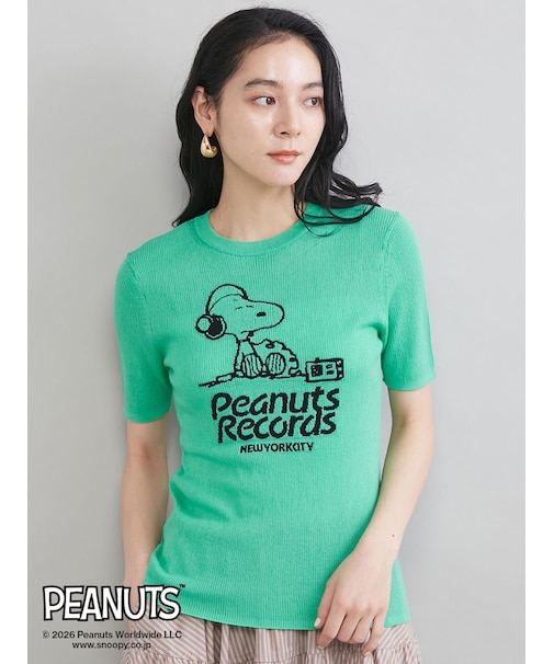 【PEANUTS RECORDS】スヌーピージャガードリブニット