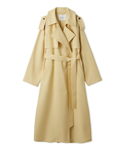 共ベルト付憲章デザイントレンチコート