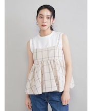 チェックペプラムキャミ×タンクＳＥＴ