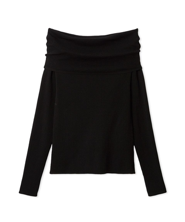 ハイゲージドレープオフショルニット