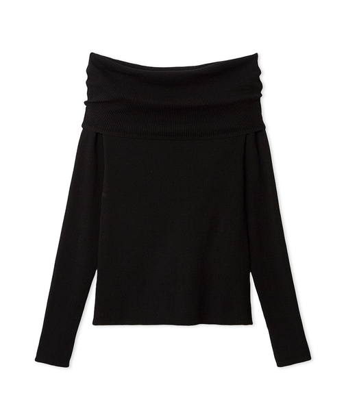 ハイゲージドレープオフショルニット