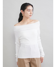 ハイゲージドレープオフショルニット