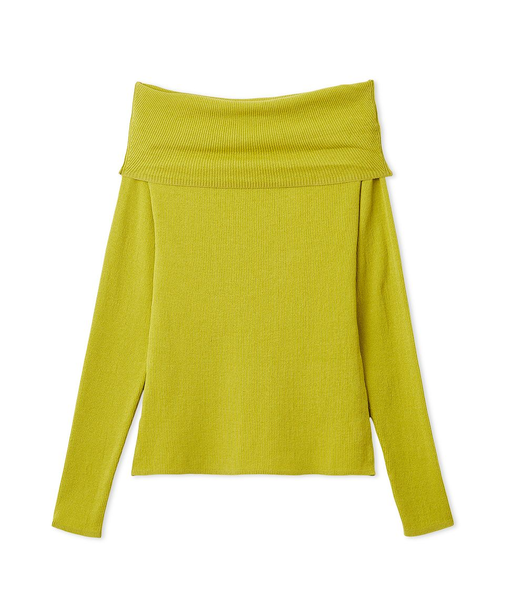 ハイゲージドレープオフショルニット