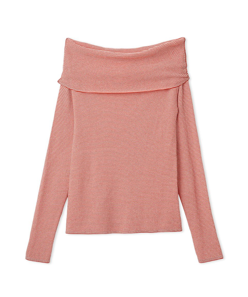 ハイゲージドレープオフショルニット