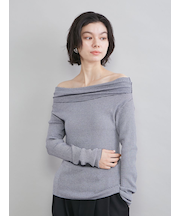 ハイゲージドレープオフショルニット