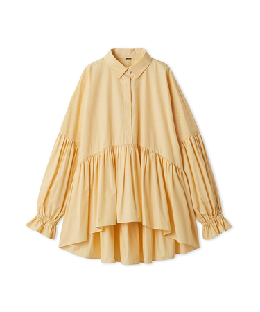 シャツ衿ギャザーチュニックブラウス