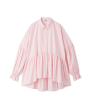 シャツ衿ギャザーチュニックブラウス