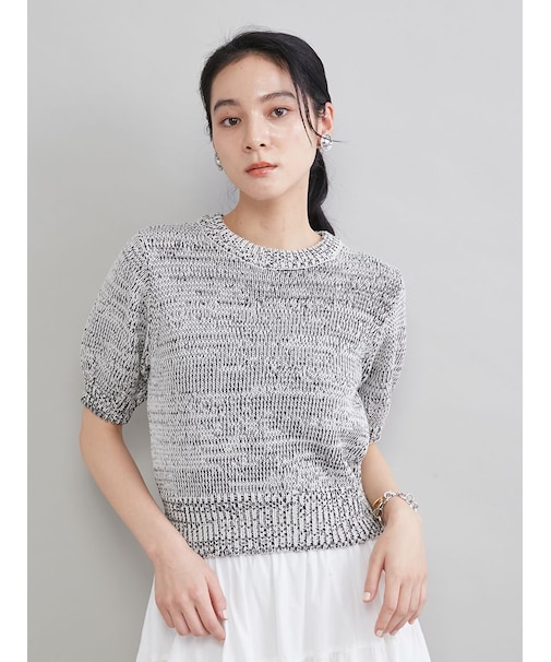 ミックスヤーンハーフスリーブニット