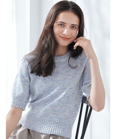 ミックスヤーンハーフスリーブニット