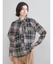 チェックボウタイブラウス