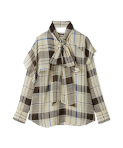 チェックボウタイブラウス