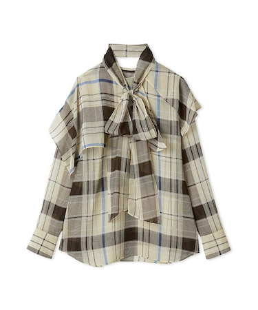 チェックボウタイブラウス