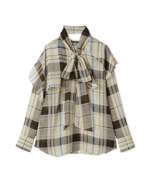 チェックボウタイブラウス