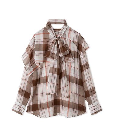 チェックボウタイブラウス