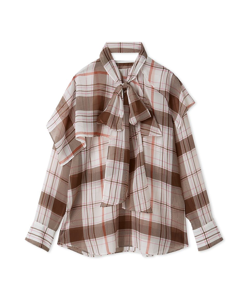 チェックボウタイブラウス