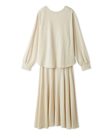 背中明きロングＴシャツナロースカートSET UP