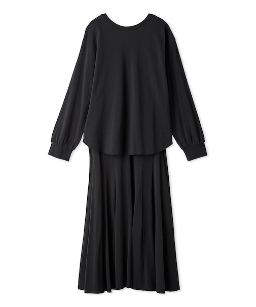 背中明きロングＴシャツナロースカートSET UP