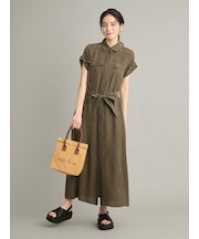 【ウォッシャブル】シャツナローワンピース