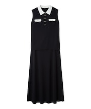 【UVカット】【WEB限定カラー】金釦ノースリポロニットスカートSET UP