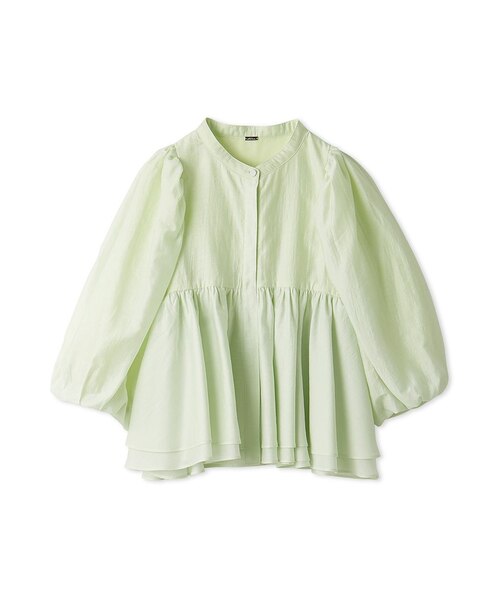 ウォッシャブル】パフスリーブスタンドカラーペプラムBL｜ミラ