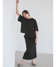 短丈ワイドトップス×ウエストゴムスカートＳＥＴ