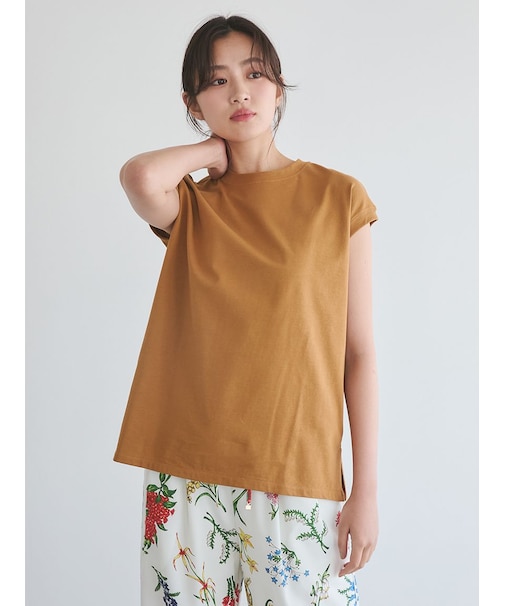 【接触冷感】ハイラインフレンチスリーブカットTOPS