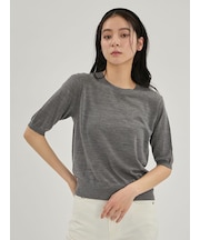 wool100%ハイゲージクルーネック半袖プルオーバー