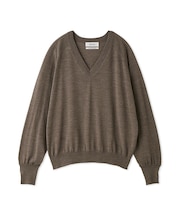 wool100%ハイゲージVネックニット