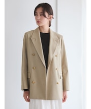 金釦ダブルブレストロングブレザー