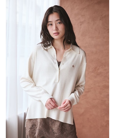 シルク混スキッパーポロニット