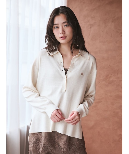シルク混スキッパーポロニット