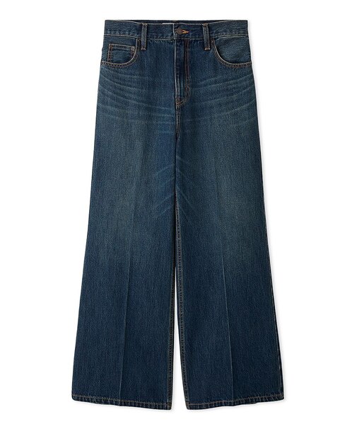 センタープレスワイドデニムパンツ