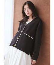 金釦カシミヤコットンカーディガン