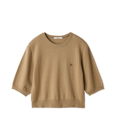 カシミヤ混クロップドニットプルオーバー