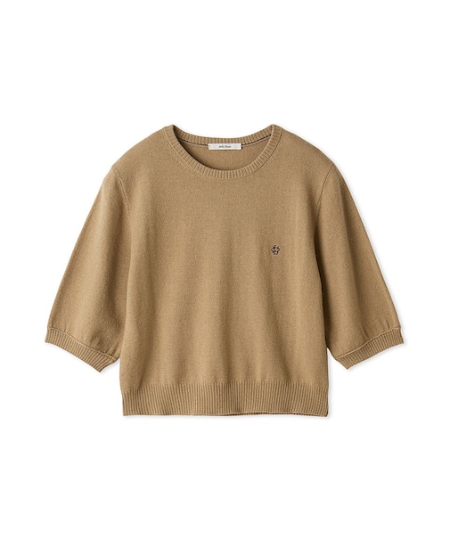 カシミヤ混クロップドニットプルオーバー