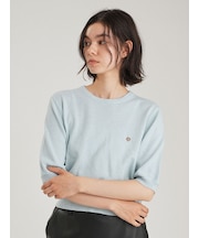 カシミヤ混クロップドニットプルオーバー