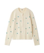 フラワー刺繍ニットカーデ