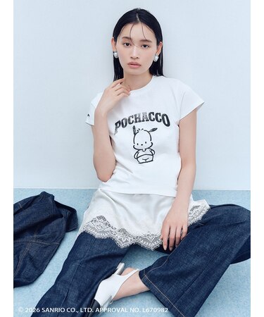【ポチャッコ】カレッジプリントコンパクトTシャツ