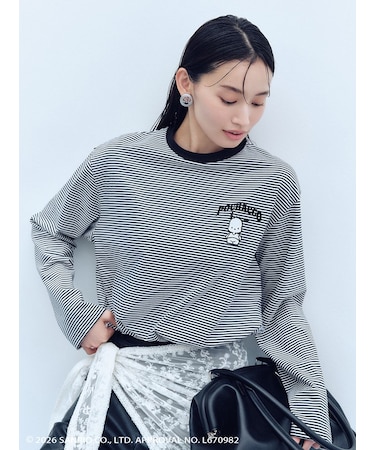 【ポチャッコ】裾ドロストボーダーロングTシャツ