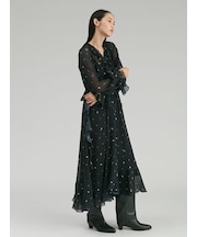 【ウォッシャブル】シフォンフリルロングワンピース