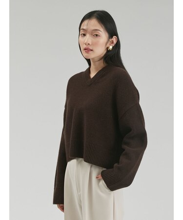 ウールカシミヤＶネックニット