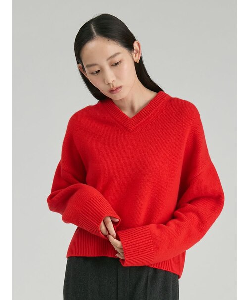 ウールカシミヤＶネックニット